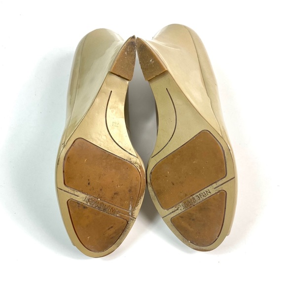 NINE WEST Nude Patent Leather Peeptoe Wedges - Picture 7 of 7